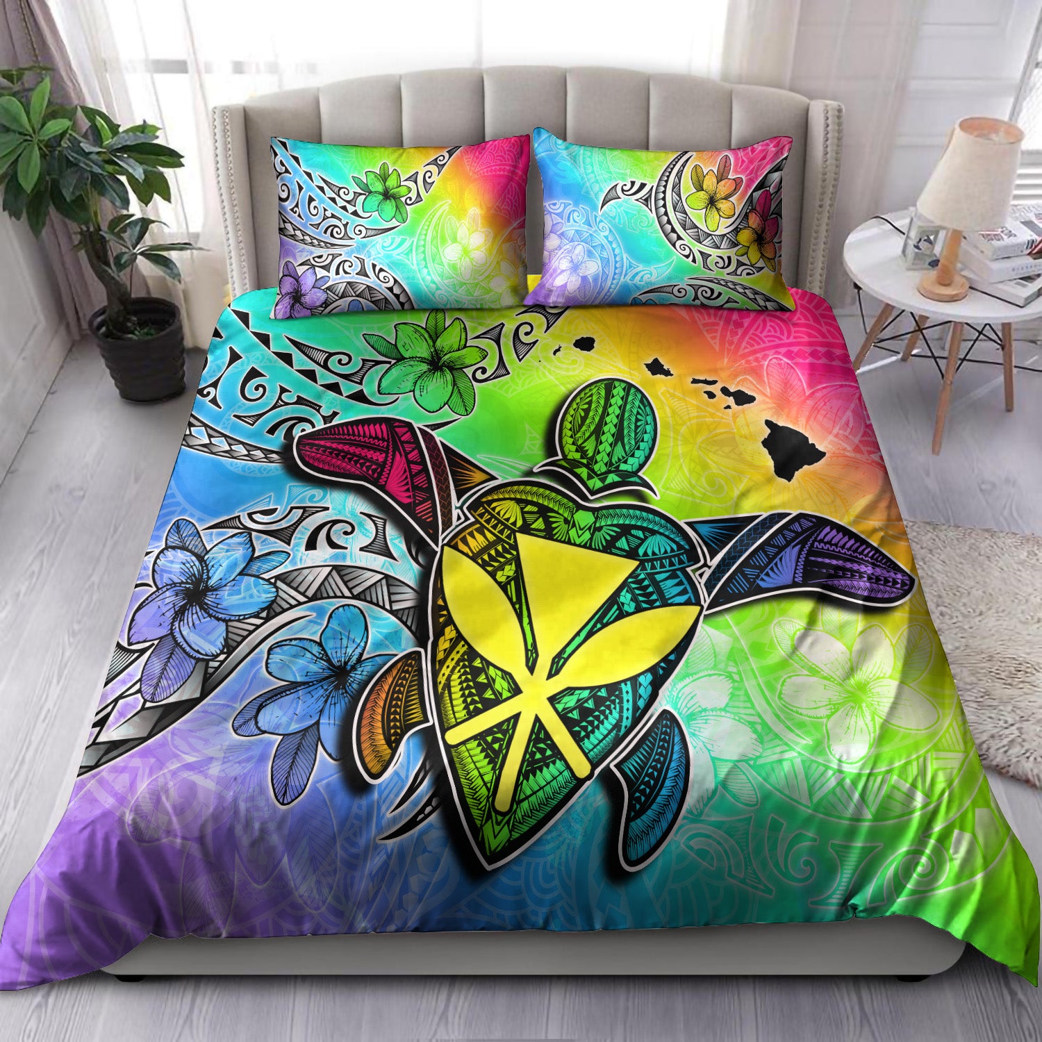Hawaii Bedding Set Hawaii Map And Turtle Tribal Patterns