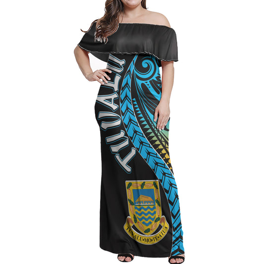 Tuvalu Polynesian Woman Off Shoulder Long Dress - Tuvalu Day with Polynesian Pattern