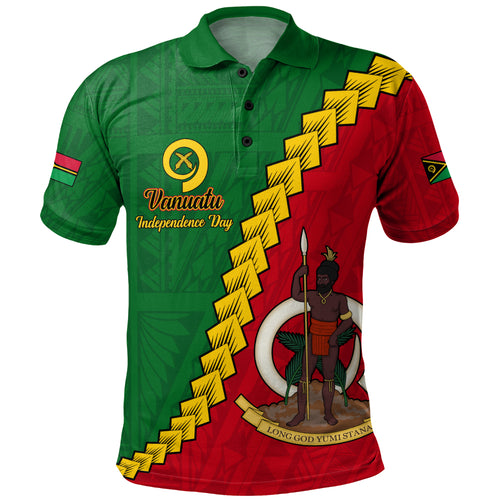Vanuatu Polo Shirt Tribal Coat Of Arms With Flag Independence Day