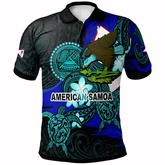 American Samoa Polo Shirt - American Samoa Independence Day With Bald Eagle And Polynesian Patterns