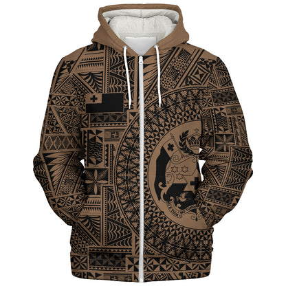 Tonga Sherpa Hoodie Royal Seal Tribal Pattern
