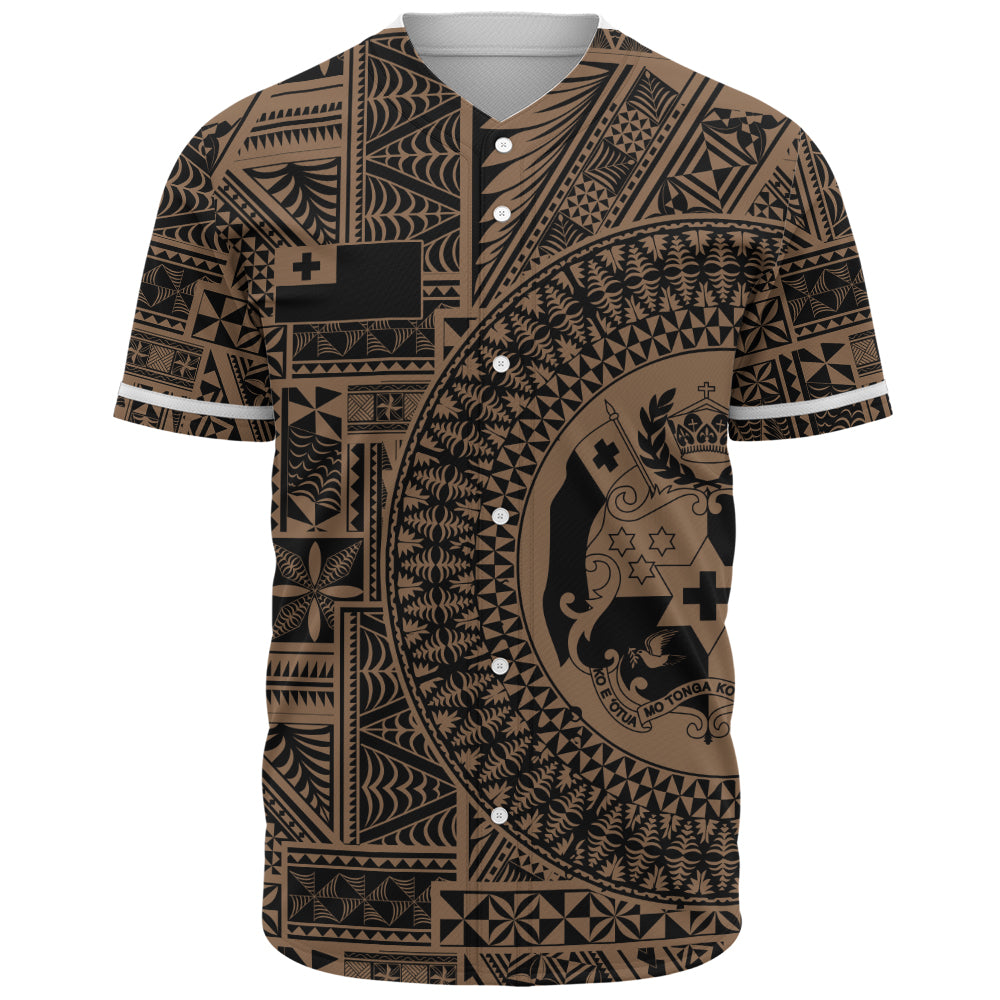 Tonga Baseball Shirt Royal Seal Tribal Pattern
