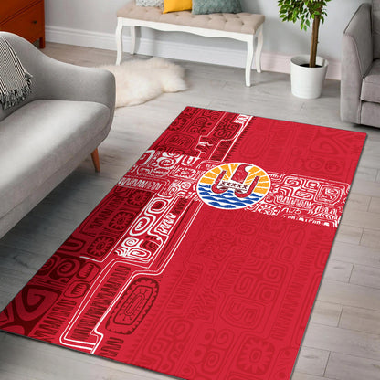 Tahiti Area Rug French Polynesia Pattern Vintage Style