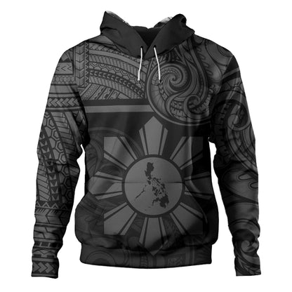 Philippines Filipinos Hoodie Polynesian Tribal Sun And Map Original Style