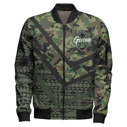 Guam Bomber Jacket - Custom Guam Camo Deluxe Polynesian Tattoo Bomber Jacket