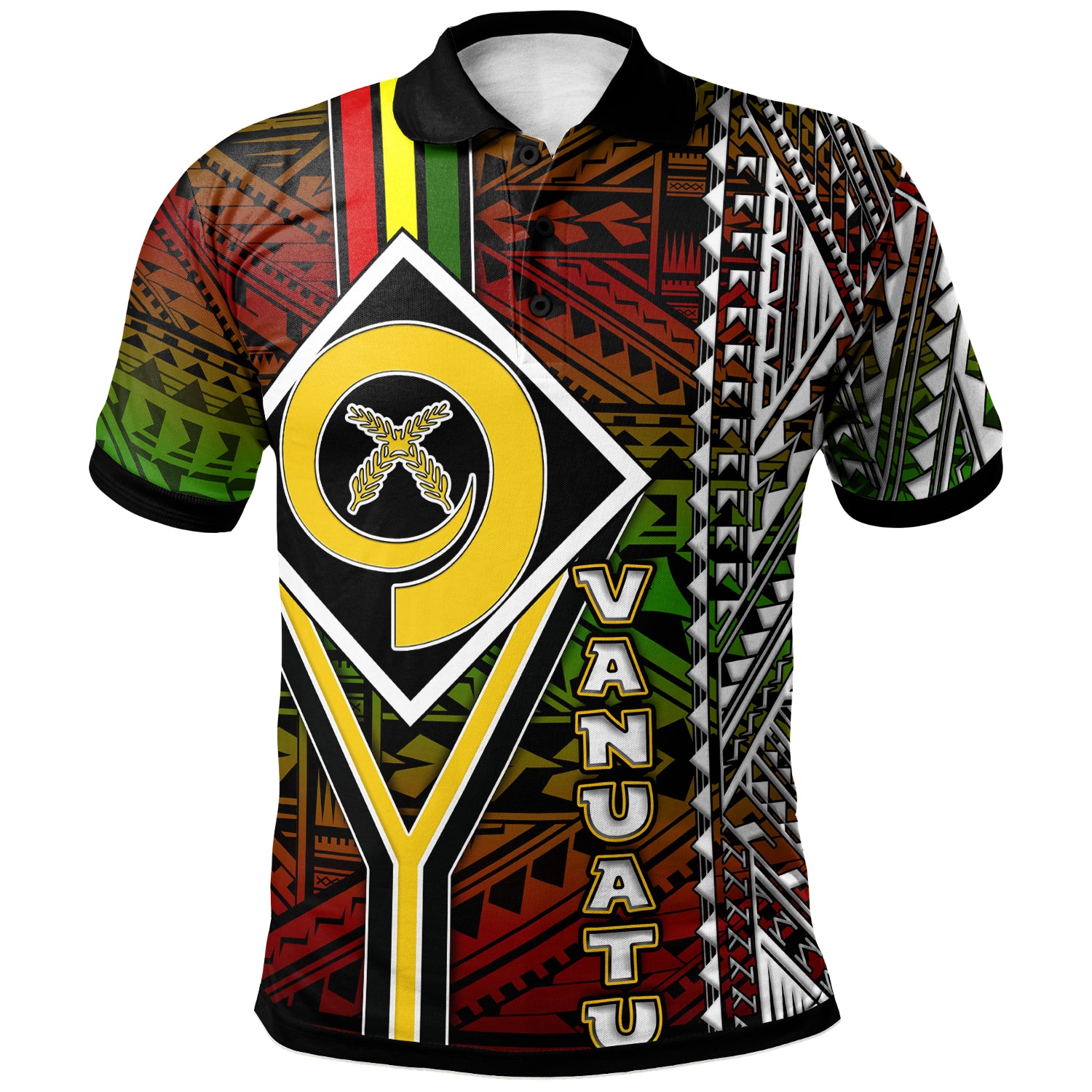Vanuatu Polo Shirt - Custom Vanuatu Independence Anniversary Flag Style Polynesian Patterns Polo Shirt