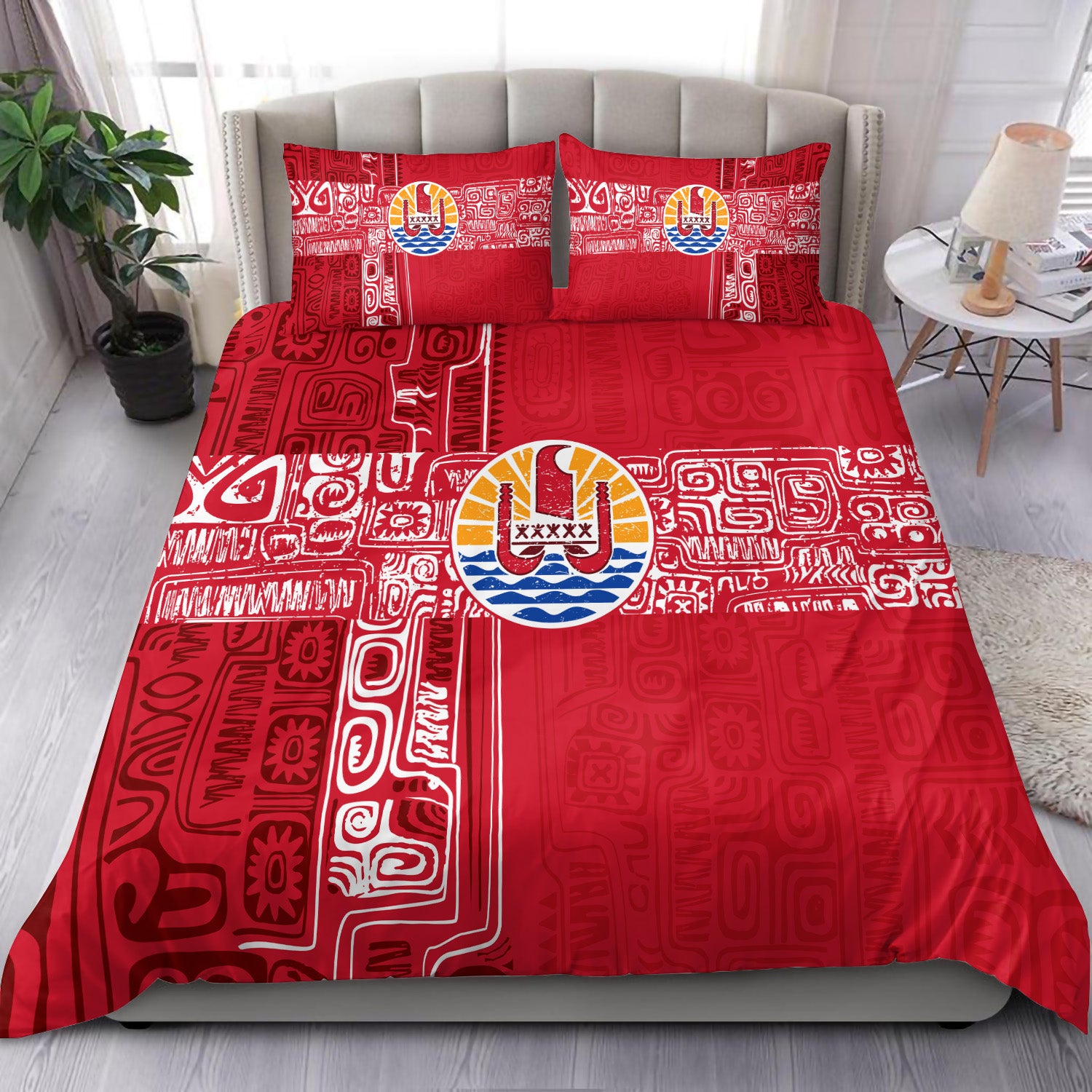 Tahiti Bedding Set French Polynesia Pattern Vintage Style