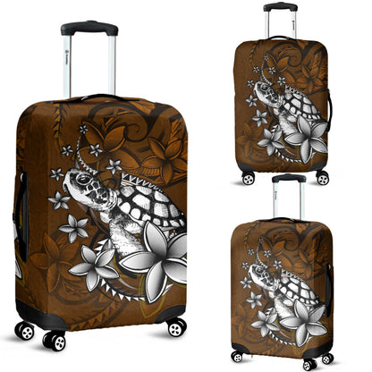 Hawaii Luggage Cover Sea Turtle With Plumeria Polynesian Patterns Retro Style