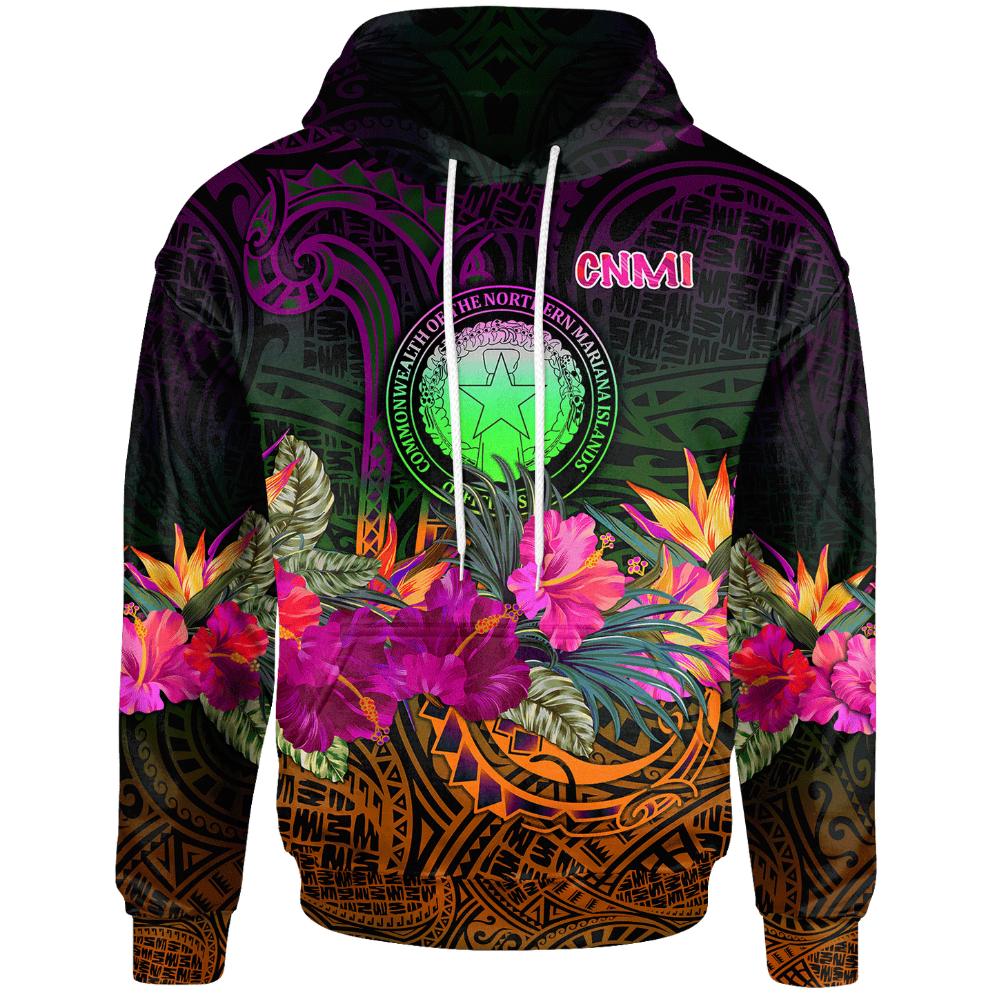 Northern Mariana Islands Polynesian Hoodie - Summer Hibiscus