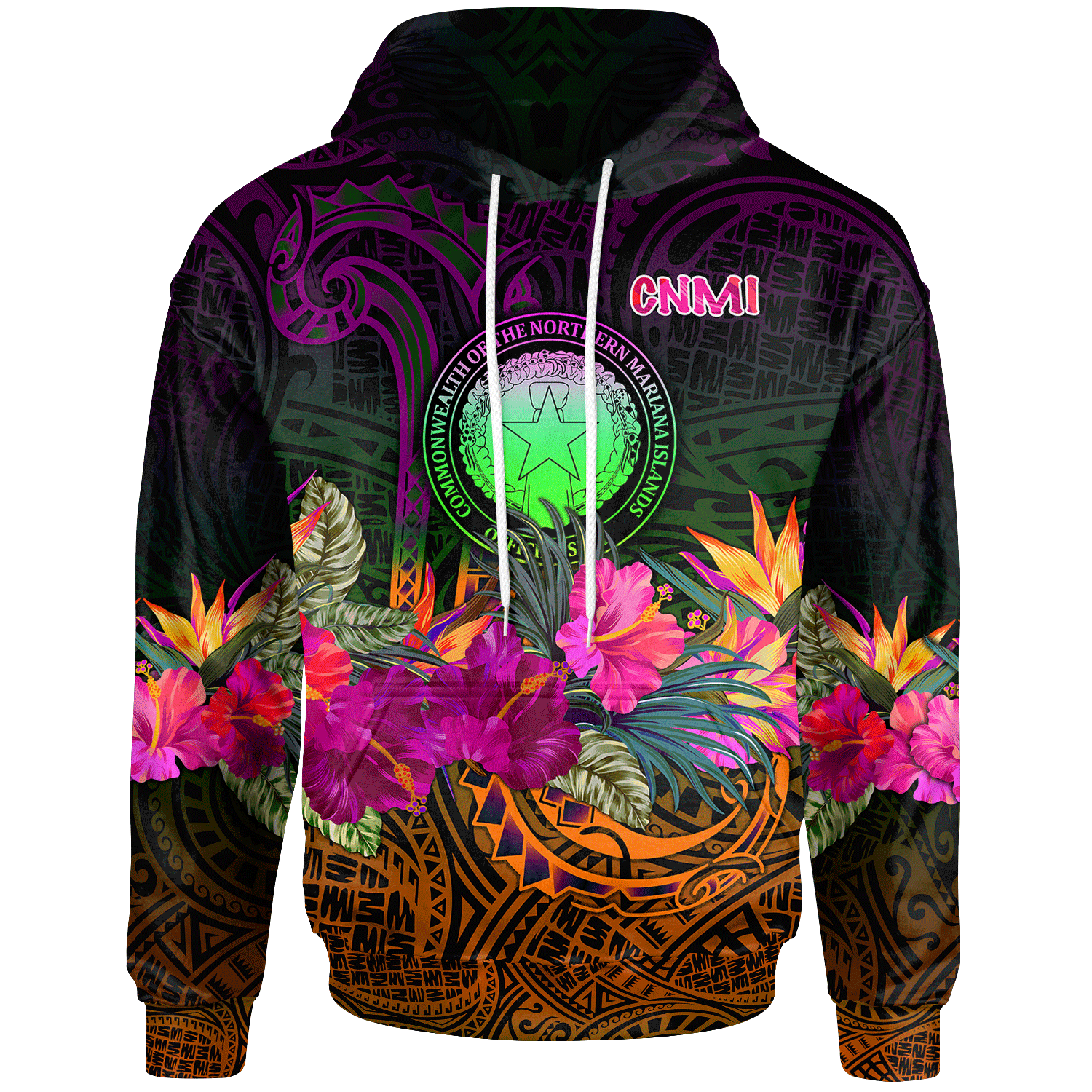 Northern Mariana Islands Polynesian Hoodie - Summer Hibiscus