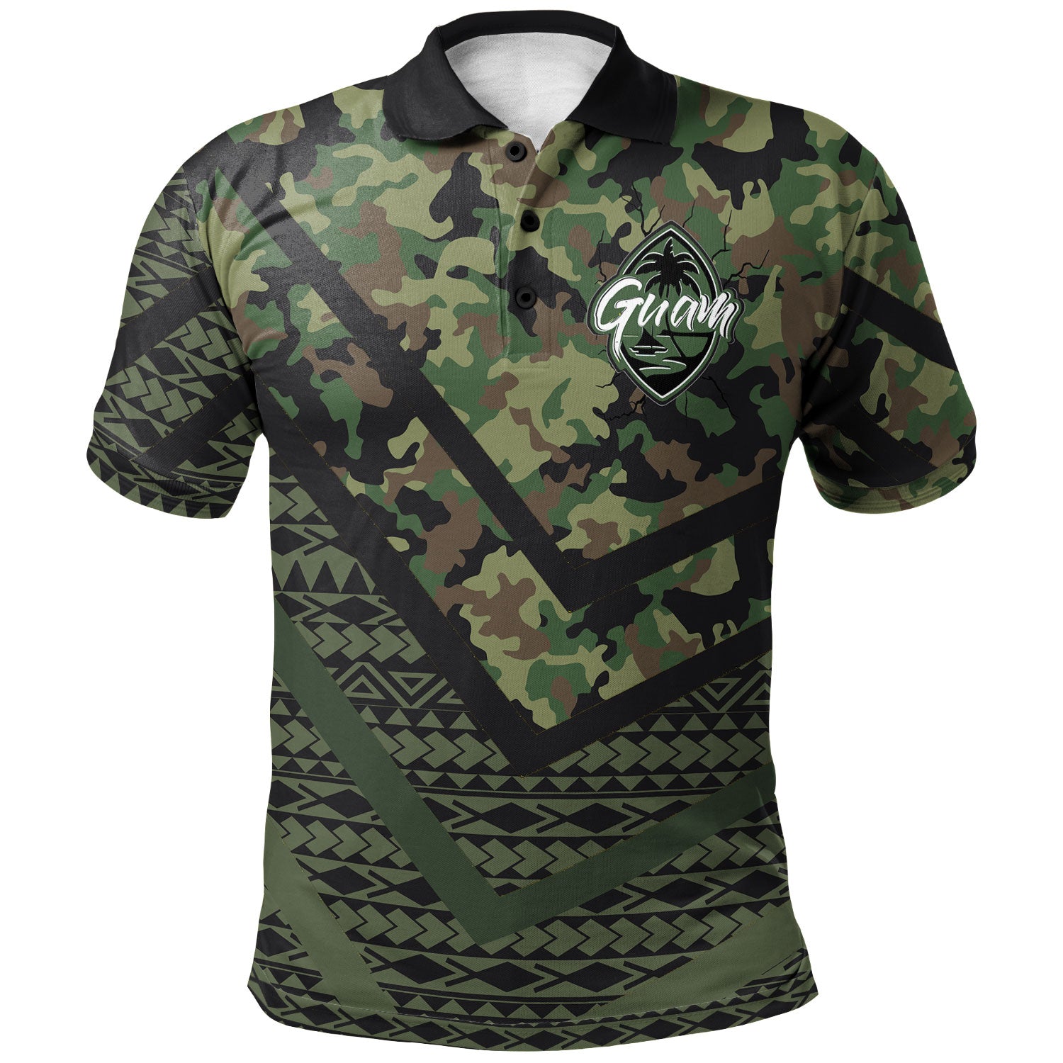 Guam Polo Shirt - Custom Guam Camo Deluxe Polynesian Tattoo Polo Shirt