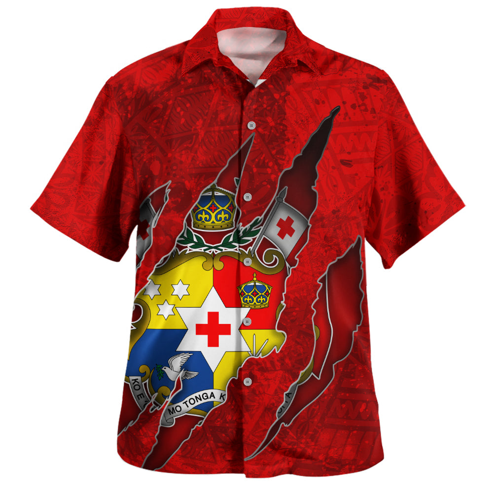 Tonga Hawaiian Shirt Coat Of Amrs Scratches Cracks Style