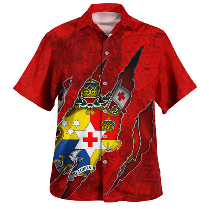 Tonga Hawaiian Shirt Coat Of Amrs Scratches Cracks Style