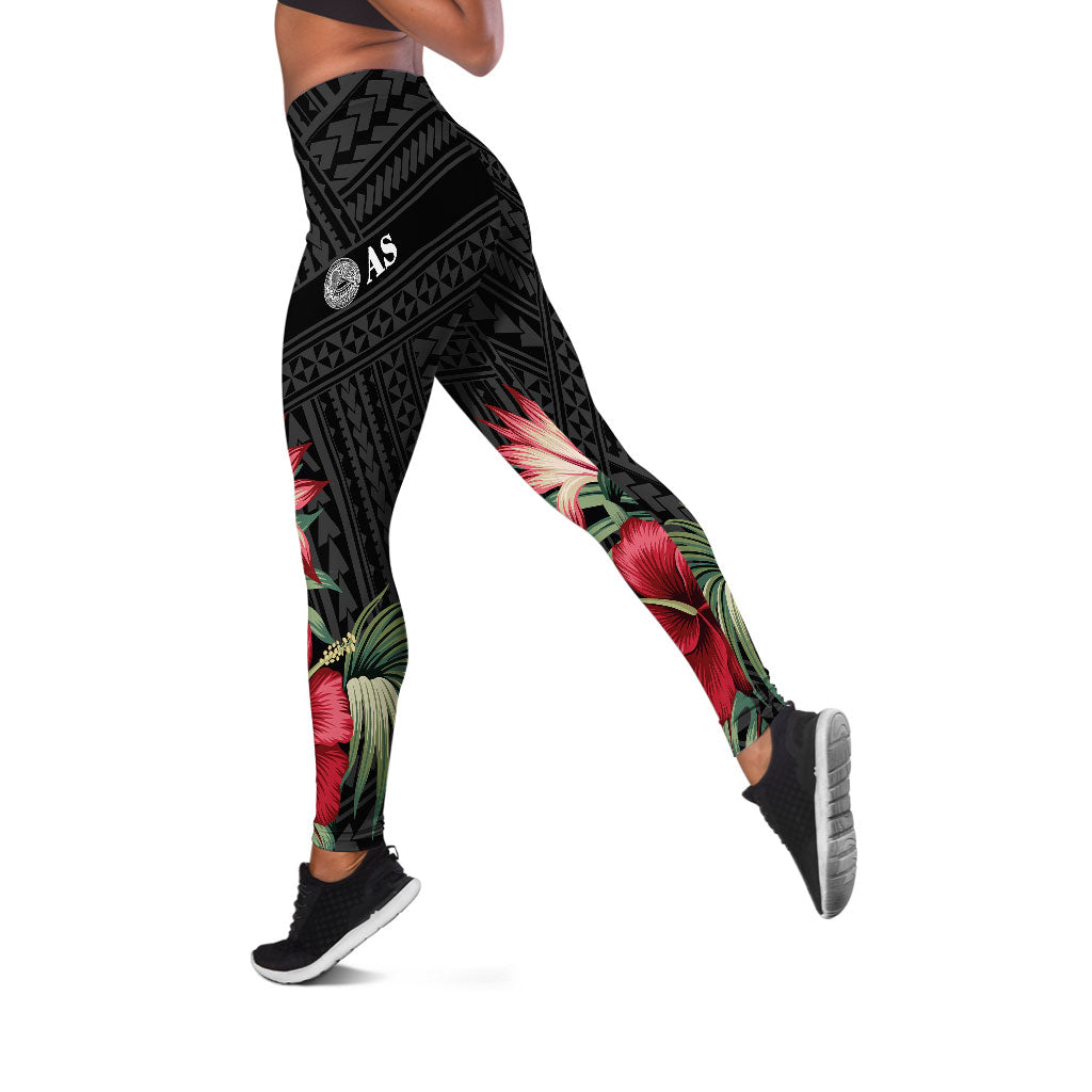 American Samoa Polynesian Legging - Tropical Vintage Hibiscus