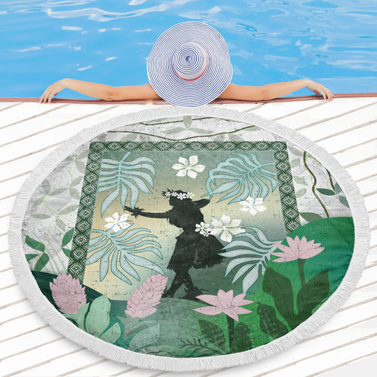 Hawaii Beach Blanket Hawaii Girl Hula Dancers With Tropical Flowers