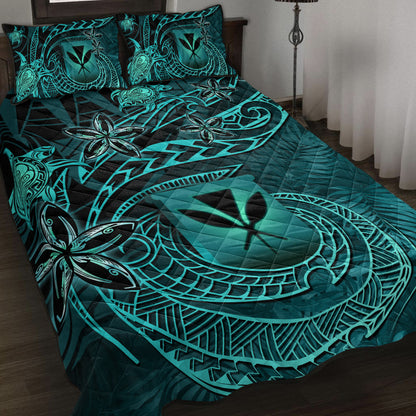 Hawaii Quilt Bed Set Kanaka Maoli Tropical Leaves Polynesian Pattern