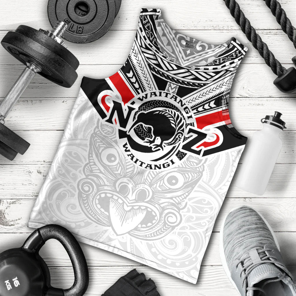 New Zealand Waitangi Day Men Tank Top - New Zealand Kiwi Fern With Maori Koru Spiral White