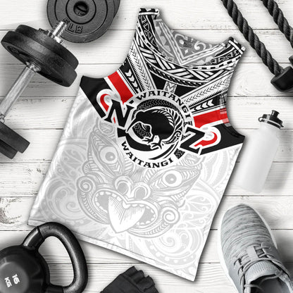 New Zealand Waitangi Day Men Tank Top - New Zealand Kiwi Fern With Maori Koru Spiral White