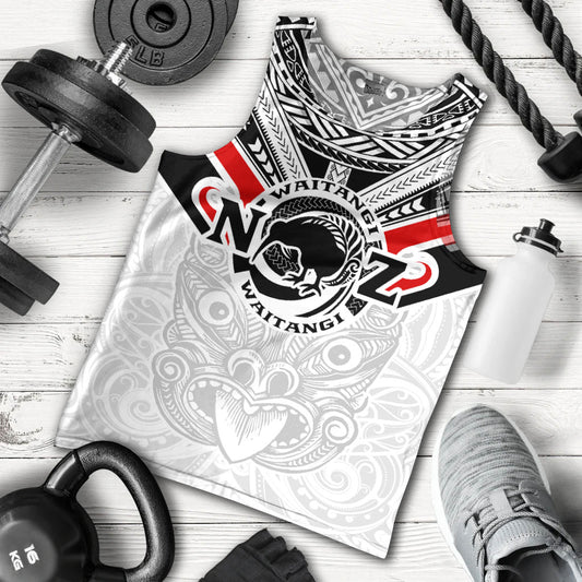 New Zealand Waitangi Day Men Tank Top - New Zealand Kiwi Fern With Maori Koru Spiral White