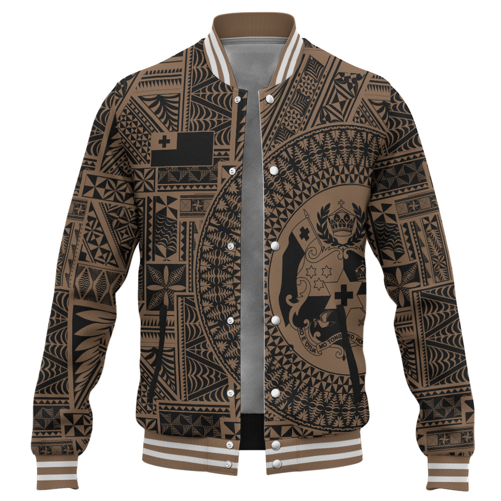Tonga Baseball Jacket Royal Seal Tribal Pattern