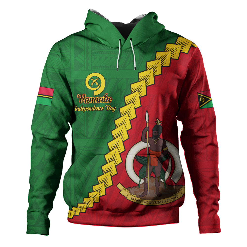 Vanuatu Hoodie Tribal Coat Of Arms With Flag Independence Day