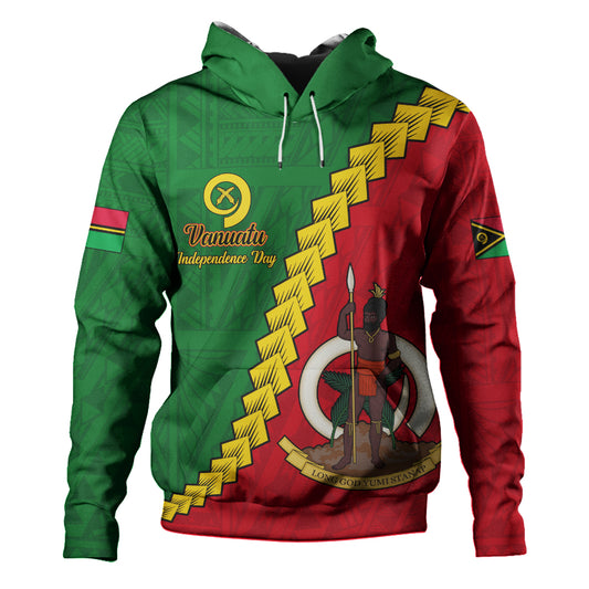 Vanuatu Hoodie Tribal Coat Of Arms With Flag Independence Day
