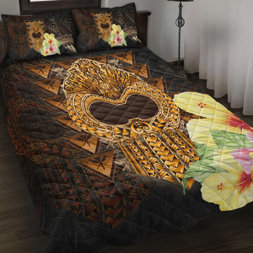 Hawaii Quilt Bed Set Ikaika Hawaiian With Hibiscus Flowers Retro Style