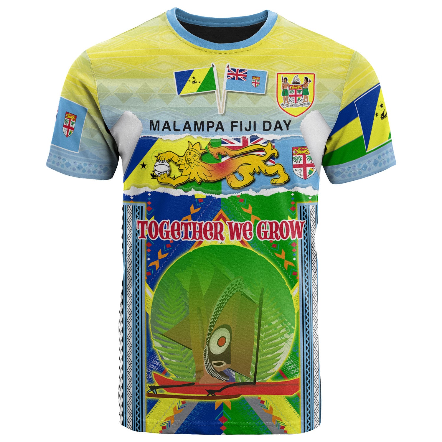 Malampa Fiji Polynesian T-shirt - Custom MALAMPA-Fiji Day "Together We Grow" Polynesian Scratch Style T-shirt