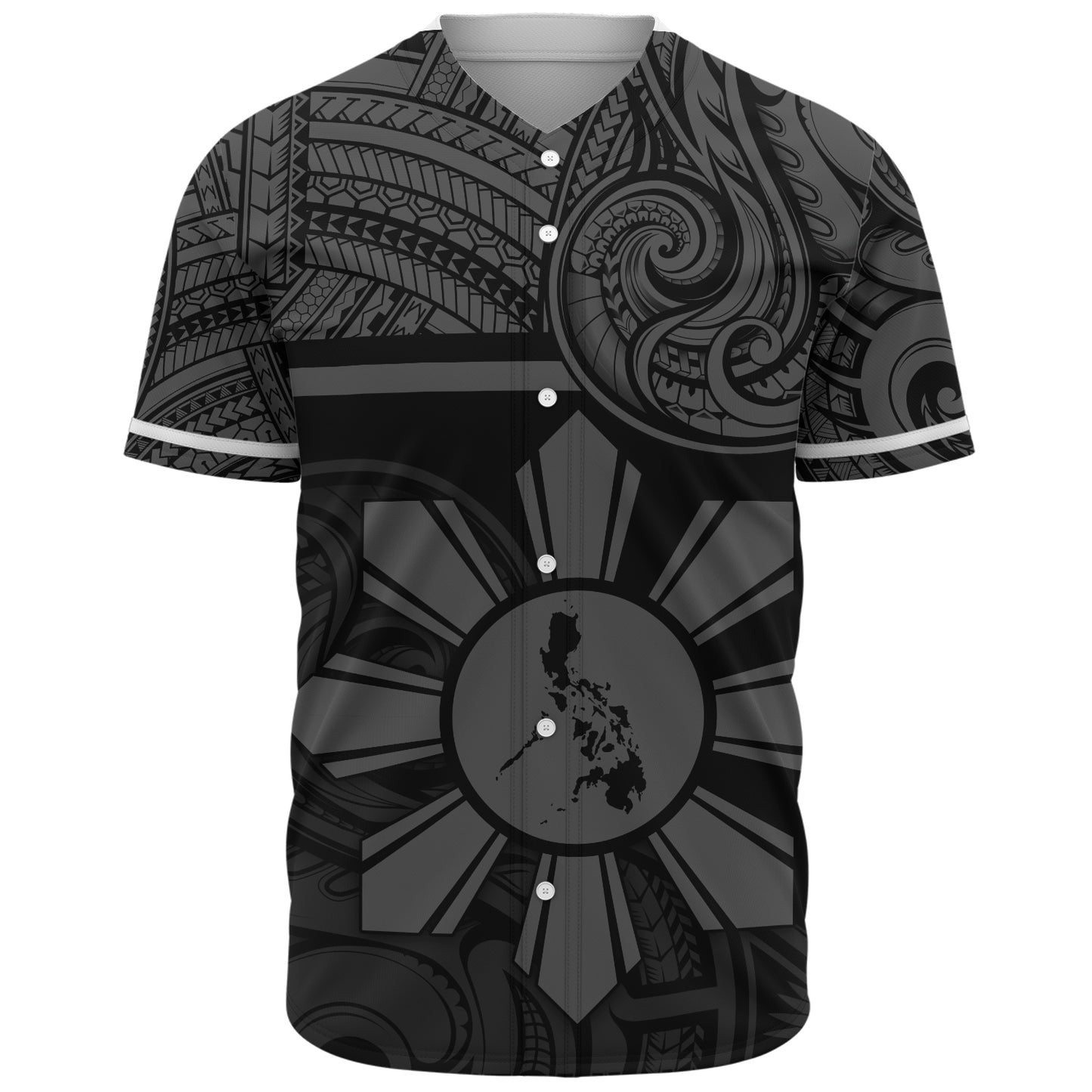 Philippines Filipinos Baseball Shirt Polynesian Tribal Sun And Map Original Style