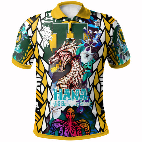 Hawaii Custom Personalised Polo Shirt - Hana High & Intermediate School Fire Dragon Polynesian Culture Pride