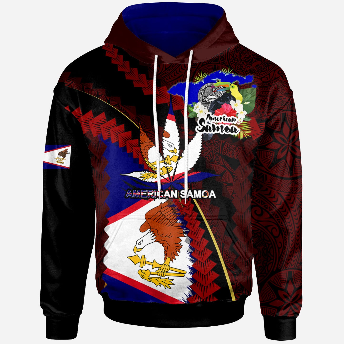 American Samoa Hoodie - American Samoa Independence Day With State Flag And Marijuana Leaf Polynesian Style