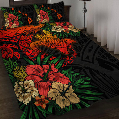 Hawaii Polynesian Turtle Tropical Quilt Bed Set