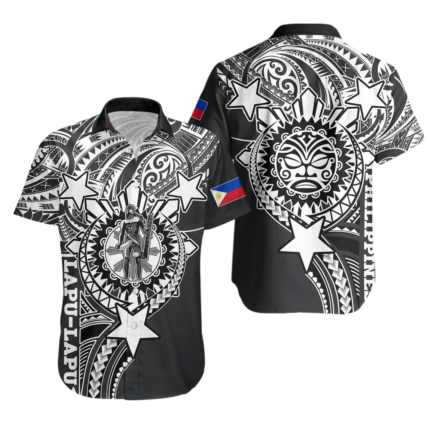 Philippines Custom Short Sleeve Shirt - Lapu-Lapu The King Of Cebu Black Style