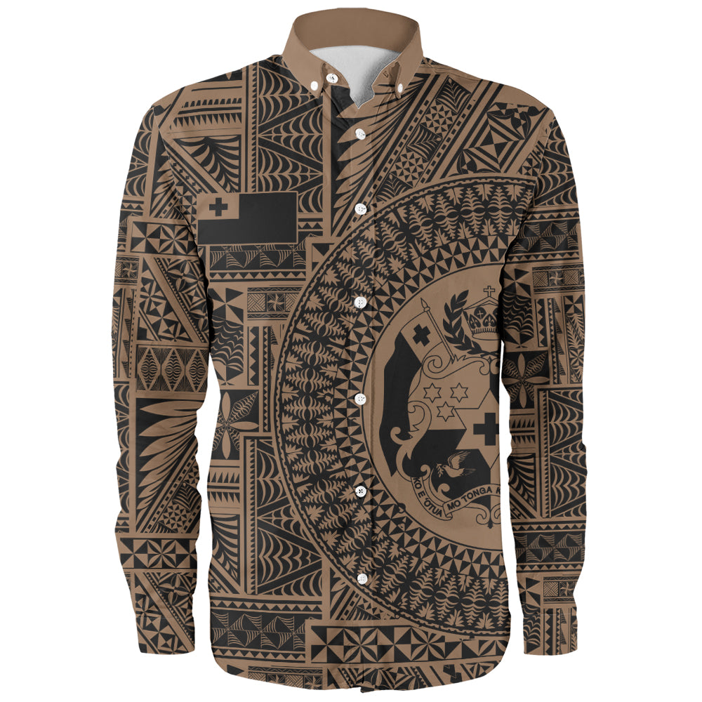 Tonga Long Sleeve Shirt Royal Seal Tribal Pattern