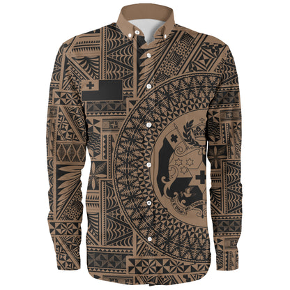 Tonga Long Sleeve Shirt Royal Seal Tribal Pattern