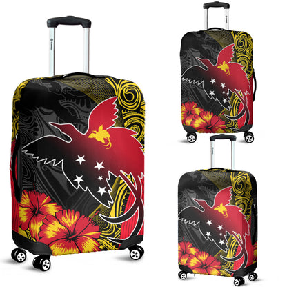 Papua New Guinea Luggage Cover Paradise Bird With Tribal Pattern