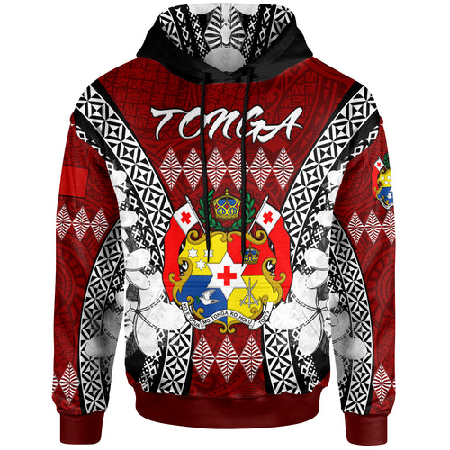 Tonga Hoodie - Custom Pattern Inspired By Tonga And Polynesian With Coat Of Arms Hoodie