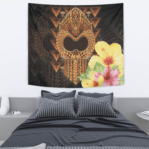 Hawaii Tapestry Ikaika Hawaiian With Hibiscus Flowers Retro Style