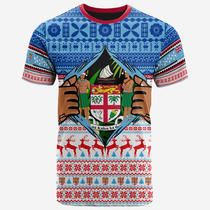 Fiji T-Shirt Merry Christmas Born Fijian Masi Knitted Ugly Christmas Pattern