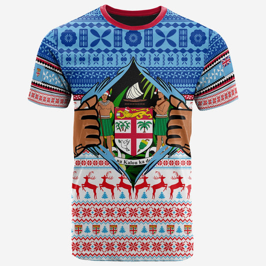 Fiji T-Shirt Merry Christmas Born Fijian Masi Knitted Ugly Christmas Pattern