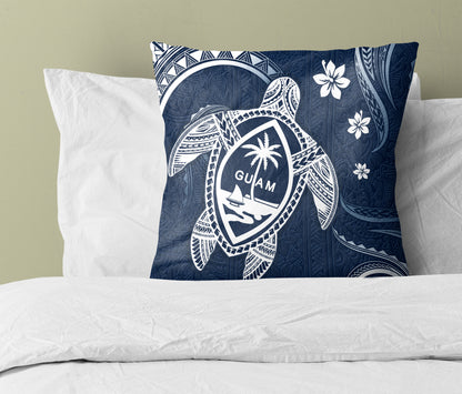 Guam Pillow Cover Turtle Polynesian Pattern Blue Ver