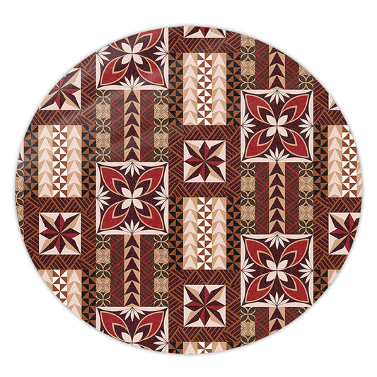 Samoa Round Rug Siapo Pattern Print