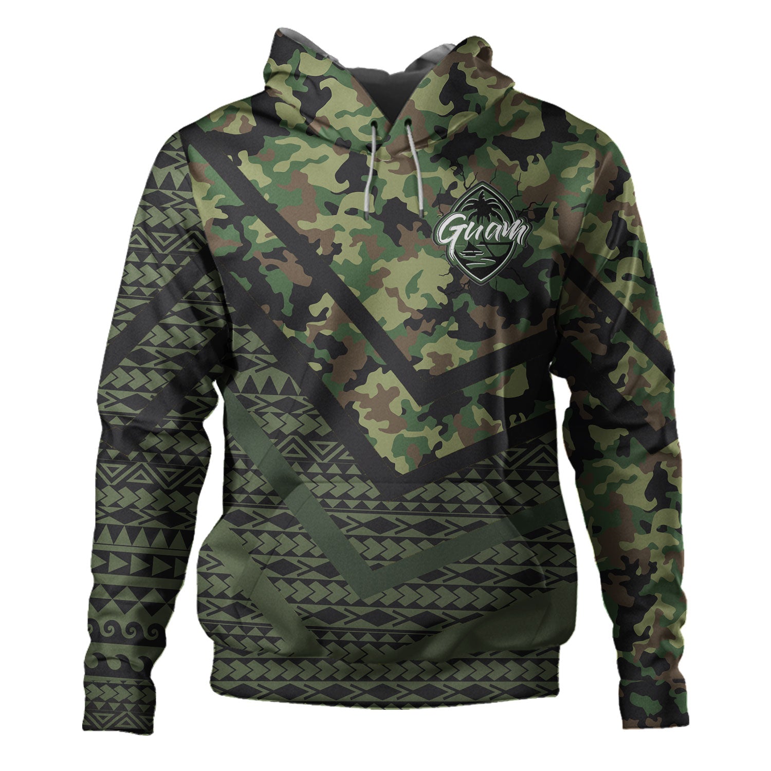 Guam Hoodie - Custom Guam Camo Deluxe Polynesian Tattoo Hoodie