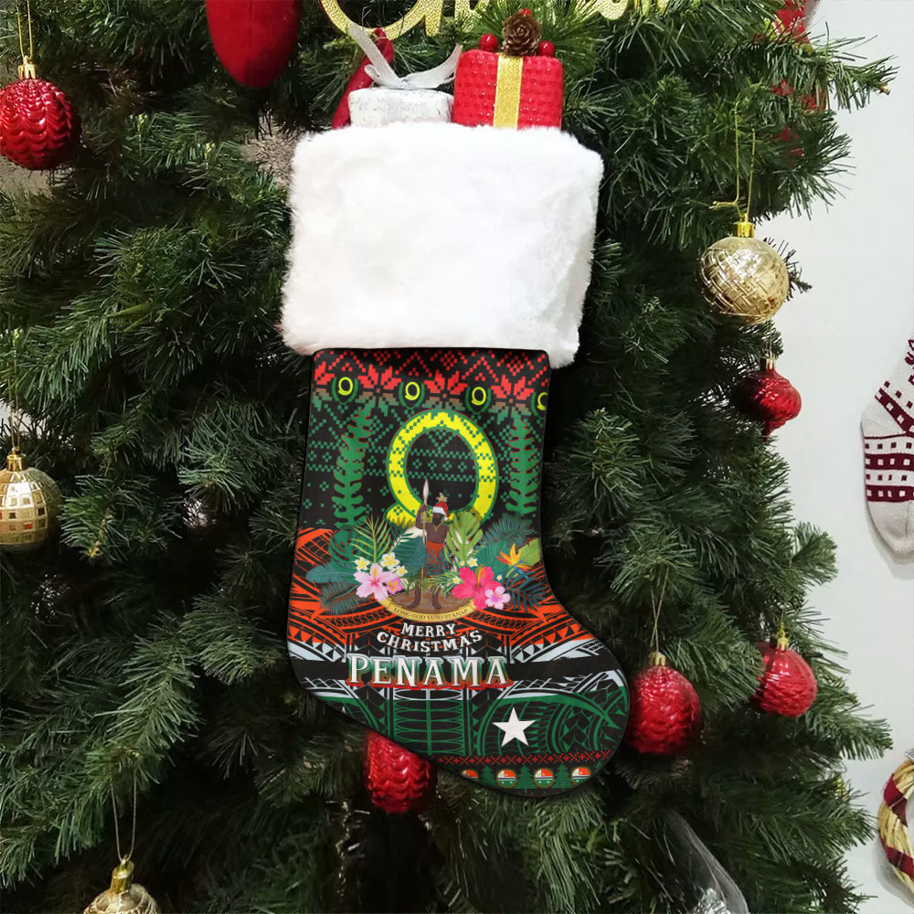 Penama Polynesian Christmas Stocking - Penama Vanuatu Coat of Arms Christmas Hat Polynesian Patterns Christmas Stocking
