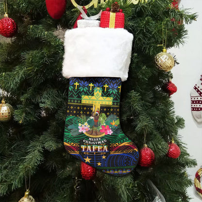 Tafea Polynesian Christmas Stocking - Tafea Vanuatu Coat of Arms Christmas Hat Polynesian Patterns Christmas Stocking