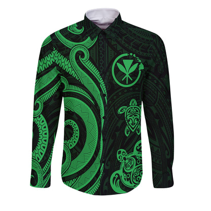 Hawaii Long Sleeve Shirts Green - Tentacle Turtle