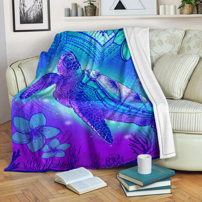 Hawaii Premium Blanket Turtle Underwater Sea Polynesian Style