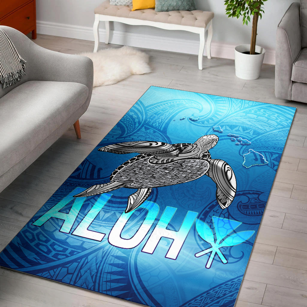 Hawaii Area Rug Aloha Turtle Ocean Style
