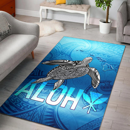 Hawaii Area Rug Aloha Turtle Ocean Style