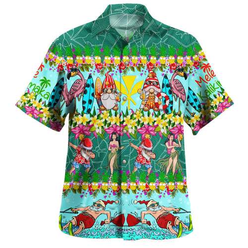Hawaii Hawaiian Shirt Dabbing Santa Hula Dance Tropical Gnomes Aloha Mele Kalikimaka Christmas